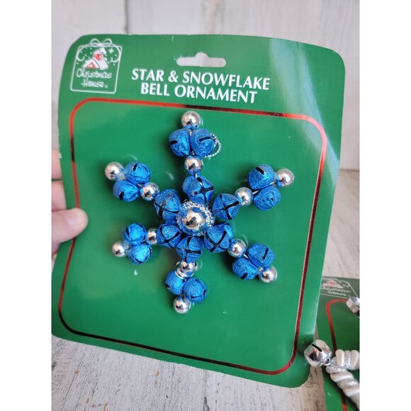 Star silver blue snowflake bells ornament‎ Xmas set - Picture 6 of 6